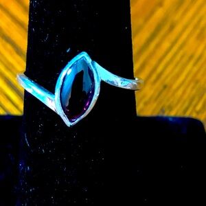 Elegant Sterling Silver and purple gemstone Marquise Ring